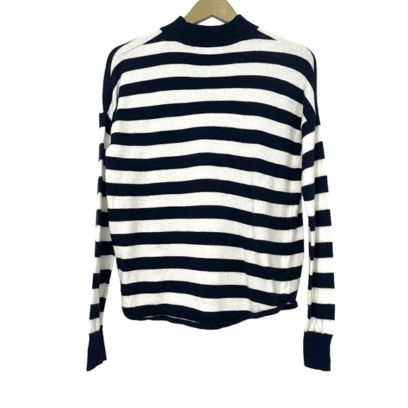 Madewell Wool Blend Navy Blue White Striped Sweater Size XS - Picture 3 of 7